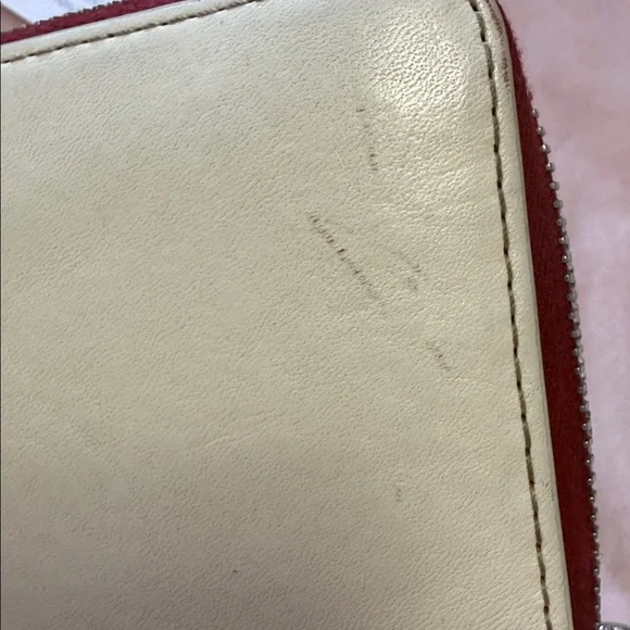 Dooney & Bourke LG Toscana Cream and Red Leather Wallet - Picture 13 of 14